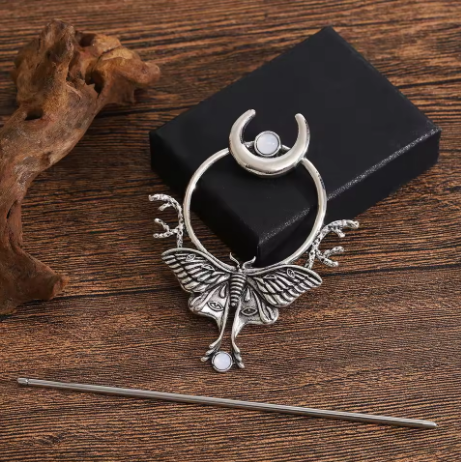 Dark Moth Hair Pin