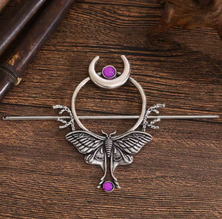 Dark Moth Hair Pin
