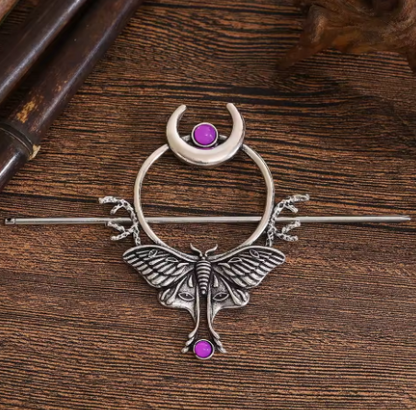 Dark Moth Hair Pin